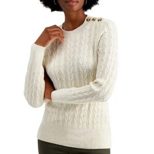Charter Club Gold Cable-knit Button Shoulder Sweater